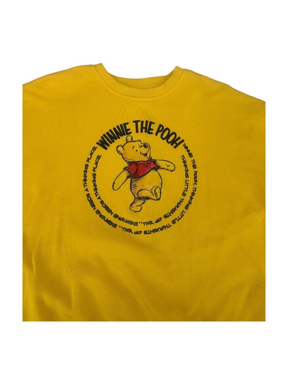 Disney Sweatshirt Unisex Medium Yellow Winnie Pooh Graphic Crewneck Retro Y2K - Picture 6 of 9